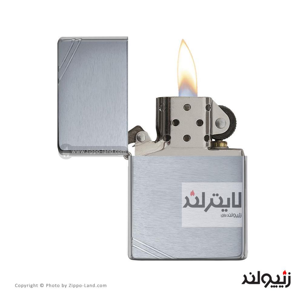 فندک زیپو مدل Brushed Chrome Vintage Slashes کد 230 2 فندک زیپو مدل Brushed Chrome Vintage Slashes کد 230 - Image 2