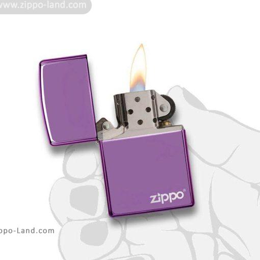 24747zl Classic High Polish Purple Zippo Logo 4