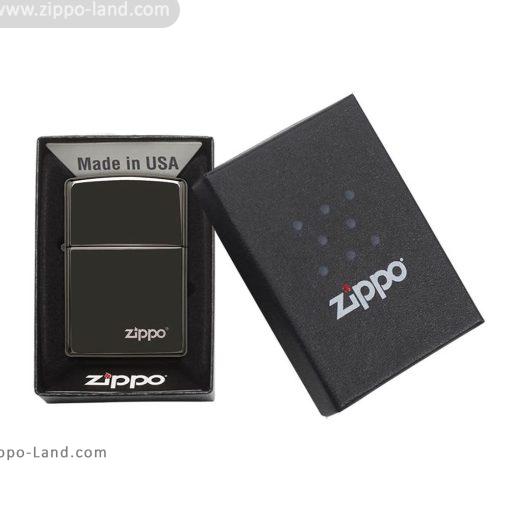 24756zl Classic High Polish Black Zippo Logo 5