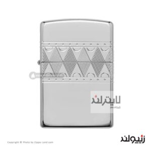 فندک زیپو مدل Armor Sterling Silver Diamond pattern Design کد 49550