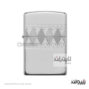فندک زیپو مدل Armor Sterling Silver Diamond pattern Design کد 49550