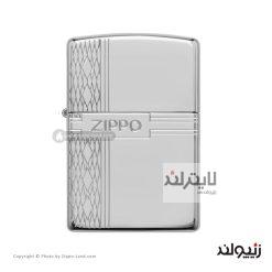 فندک زیپو مدل Armor Sterling Silver Diamond Pattern Design کد 49551