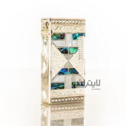 فندک گازی سارومه نقره با روکش صدف طبیعی کد SD1-39