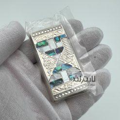 فندک گازی سارومه نقره با روکش صدف طبیعی کد SD1-39