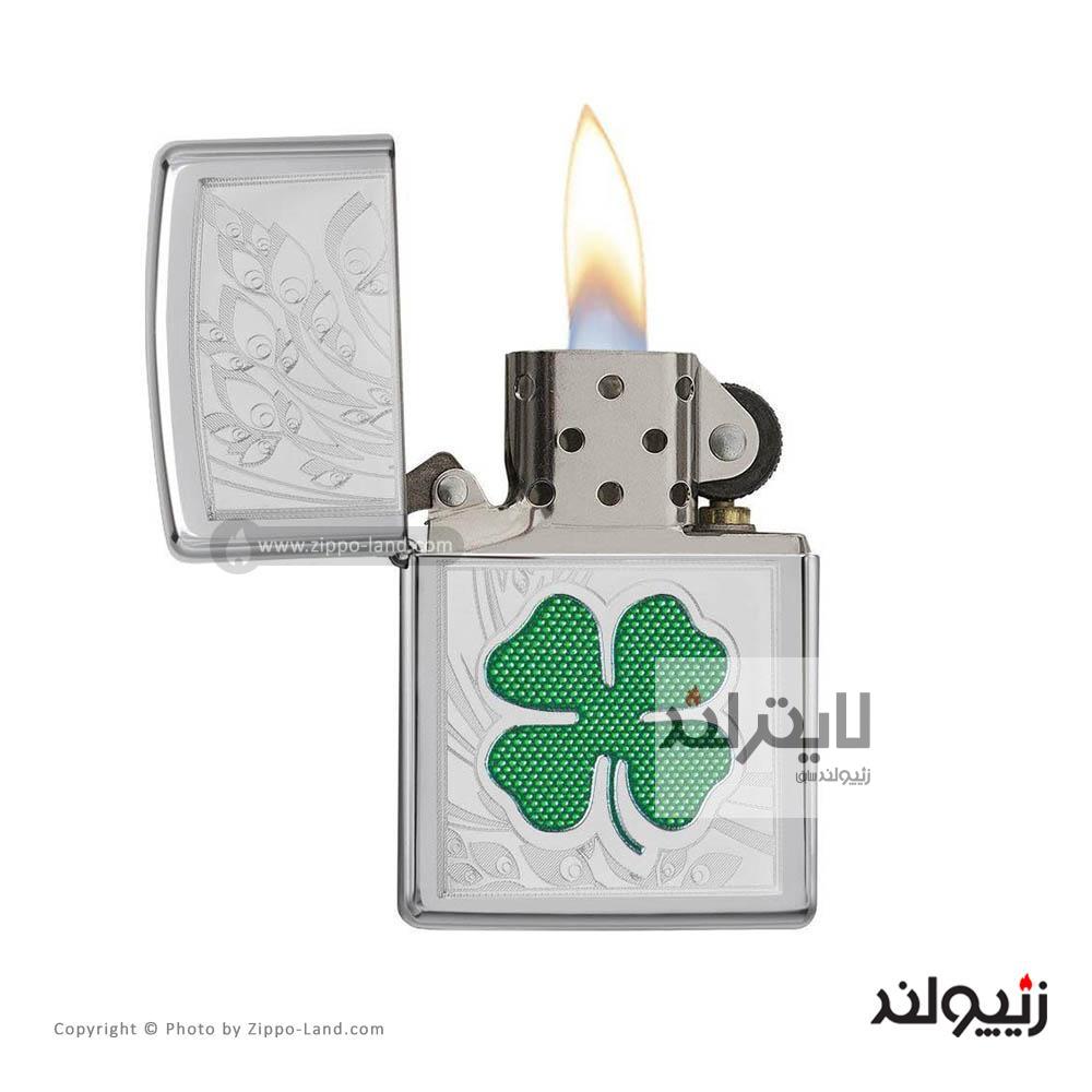 فندک زیپو مدل Clover High Polish Chrome کد 24699 2 فندک زیپو مدل Clover High Polish Chrome کد 24699 - Image 2