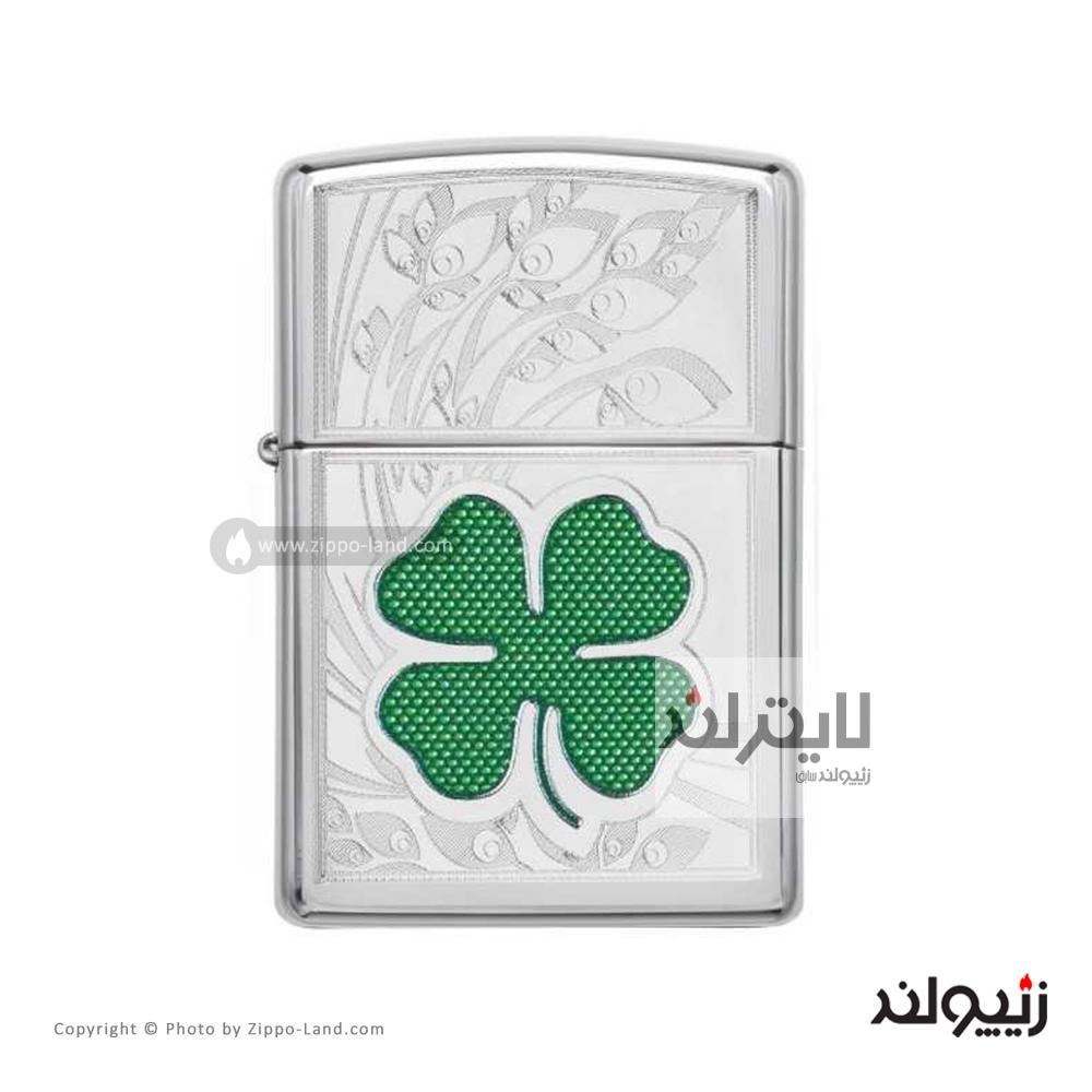 فندک زیپو مدل Clover High Polish Chrome کد 24699 1 فندک زیپو مدل Clover High Polish Chrome کد 24699
