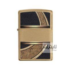 فندک زیپو مدل Gold And Black Brushed Brass کد 28673