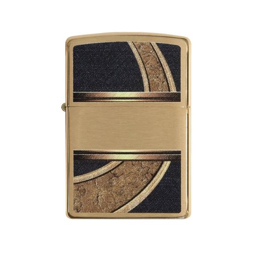 فندک زیپو مدل Gold And Black Brushed Brass کد 28673
