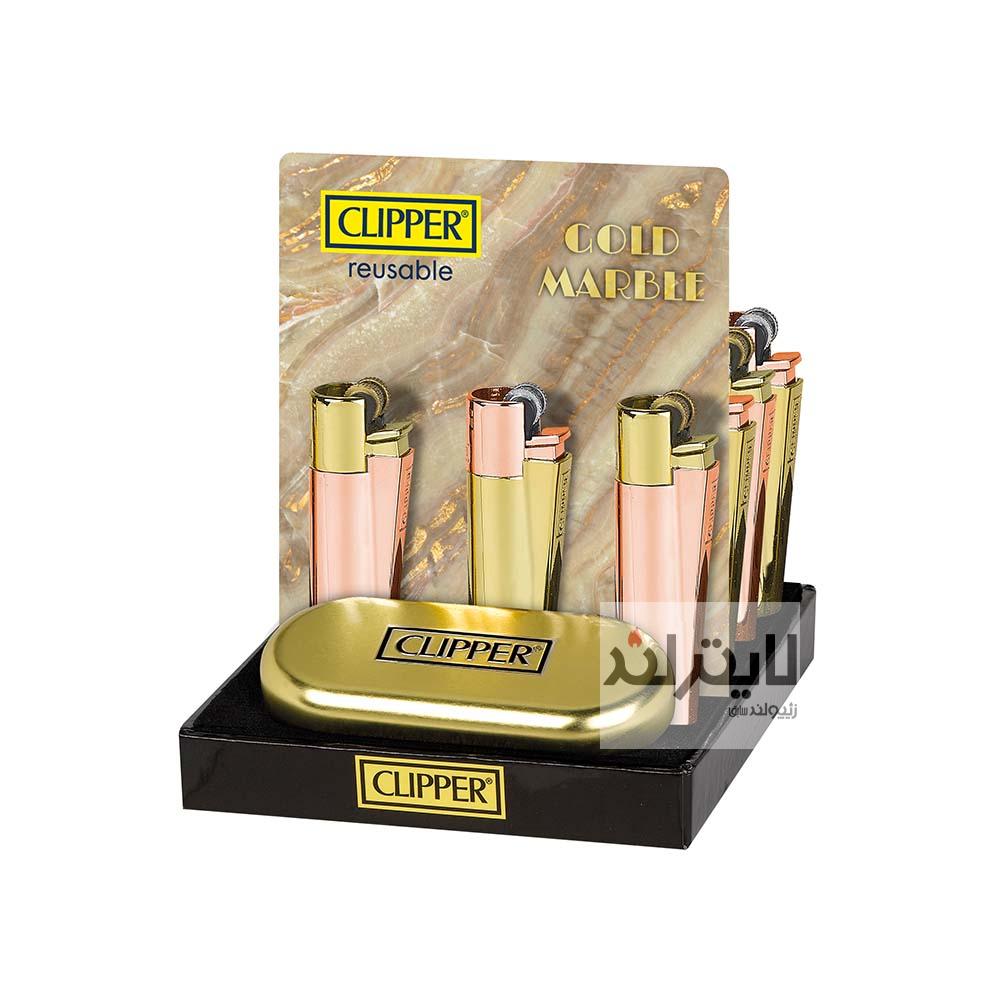 فندک گازی کلیپر مدل Reusable Gold Marble-gold rosegold 2 فندک گازی کلیپر مدل Reusable Gold Marble-gold rosegold - Image 2
