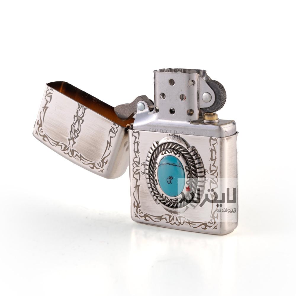 فندک زیپو مدل Blue Stone Antique Silver Plate 3 فندک زیپو مدل Blue Stone Antique Silver Plate - Image 3