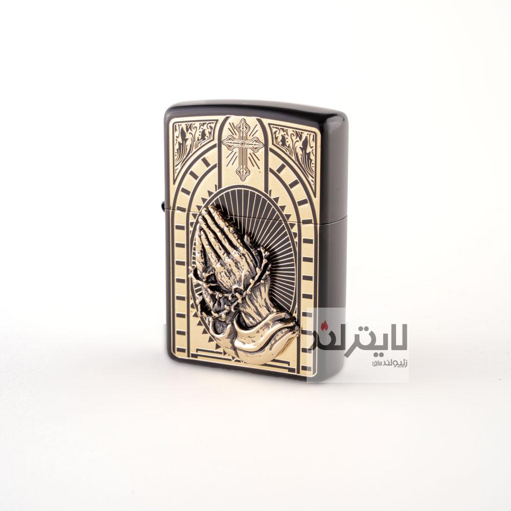 فندک زیپو مدل Praying Hands BK&GD 1 فندک زیپو مدل Praying Hands BK&GD