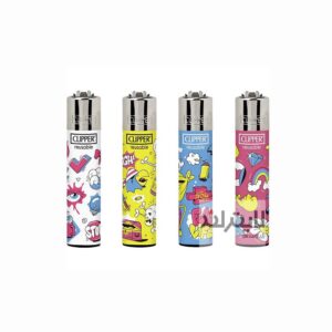 فندک گازی کلیپر مدل Stickers Pattern ست 4 عددی