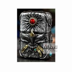 فندک زیپو مدل Tibetan Silver Sun Eagle Feather Turquoise
