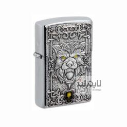 فندک زیپو مدل  Brushed Chrome Wolf Emblem Desig کد 48690