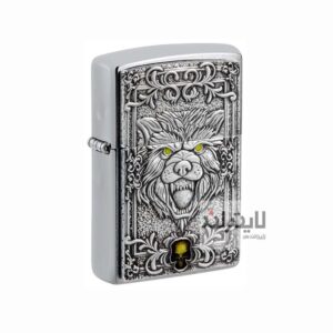 فندک زیپو مدل  Brushed Chrome Wolf Emblem Desig کد 48690