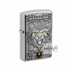 فندک زیپو مدل  Brushed Chrome Wolf Emblem Desig کد 48690