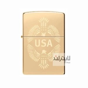 فندک زیپو مدل USA Design Lustre High Polish Brass کد 48915