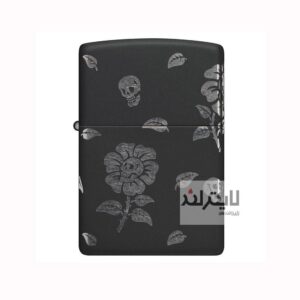 فندک زیپو مشکی مات مدل Flower Skulls درجه کد 48931