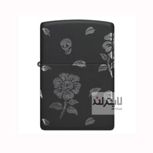 فندک زیپو مشکی مات مدل Flower Skulls درجه کد 48931